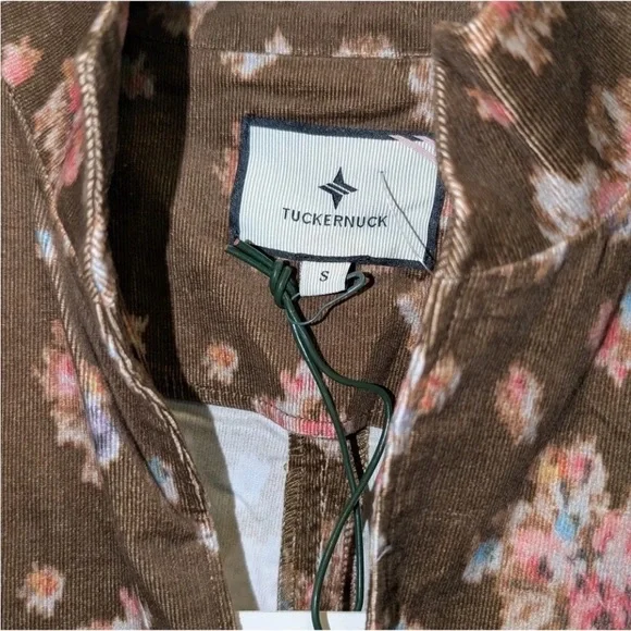 NWT Tuckernuck Brown Floral Long Sleeve Corduroy boutique dress - Picture 3 of 7